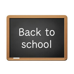 Obraz premium Classic wooden framed blackboard displaying white chalk text back to school isolated on transparent background