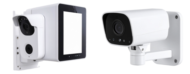  Wall-Mounted Security Face Recognition Camera with LED Indicators, Transparent Background