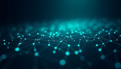 Obraz premium Network of Connected Dots and Lines in Teal