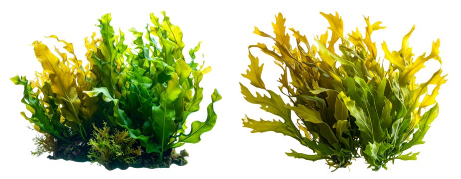  Underwater 3D Render of Seaweed Cluster with Flowing Leaves, isolated on transparent background PNG - Powered by Adobe