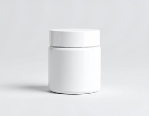 Empty white jar on plain background