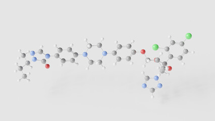 itraconazole molecule 3d, molecular structure, ball and stick model, structural chemical formula antifungal agent