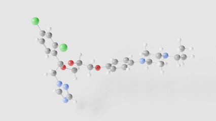 terconazole molecule 3d, molecular structure, ball and stick model, structural chemical formula antifungal