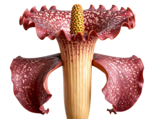 3D Render of Fully Bloomed Corpse Flower with Tall Spadix, isolated on transparent background PNG