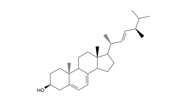 lumisterol molecule, structural chemical formula, ball-and-stick model, isolated image previtamin d isomer
