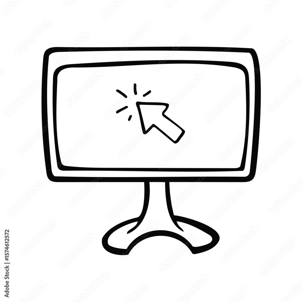 Fototapete A computer monitor displays an on screen cursor icon symbol