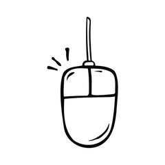 Obraz premium Simple black and white illustration of a computer mouse device