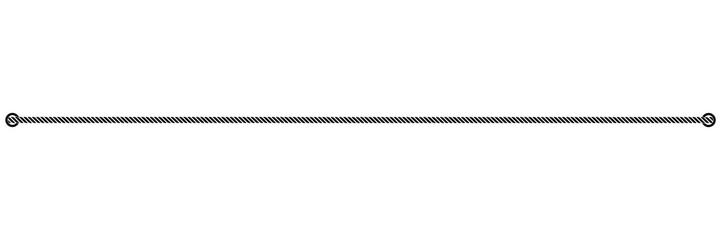 Straight rope. Nautical rope silhouette. Vector illustration isolated on white.
