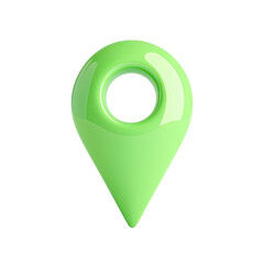 A 3D light green location pin icon with a hollow center, symbolizing navigation, direction, and maps in a sleek, modern design. Isolated on a transparent background in PNG format.