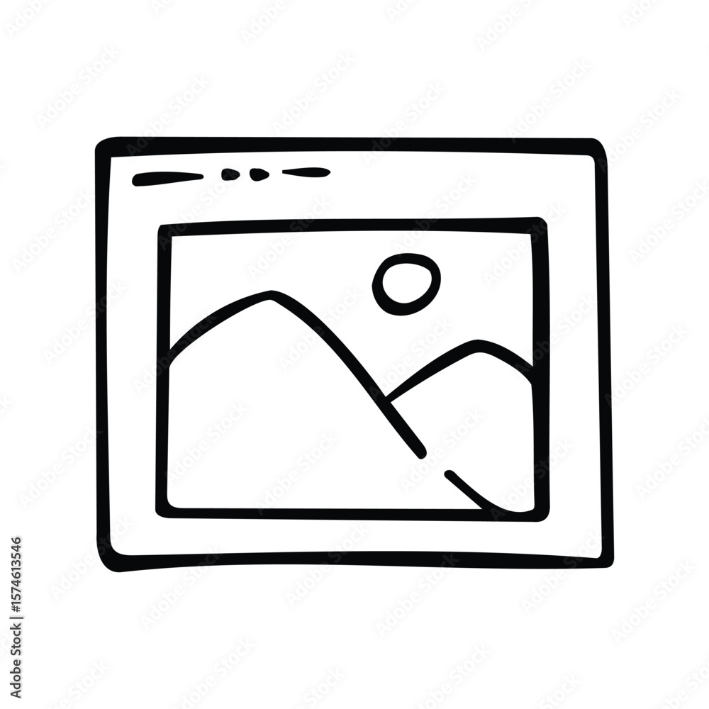 Fototapete a hand drawn image of a computer window showing mountains