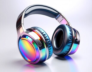 Colorful headphones on a light background