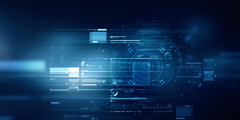 2d illustration Abstract futuristic electronic circuit technology background