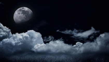 Fototapeta premium dark black sky with clouds and moon