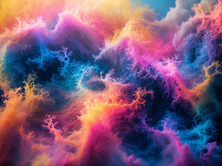 Obraz premium A swirling and colorful abstract design with deep blues, purples, fiery oranges, and yellows