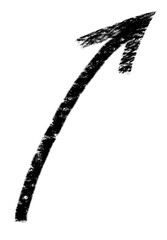 Hand Drawn Grunge Arrow Icon – Sketchy Black Direction Pointer doodle on Transparent Background