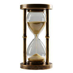 Vintage hourglass measuring time on transparent background