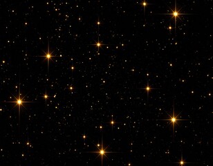 Golden stars scattered across a black background