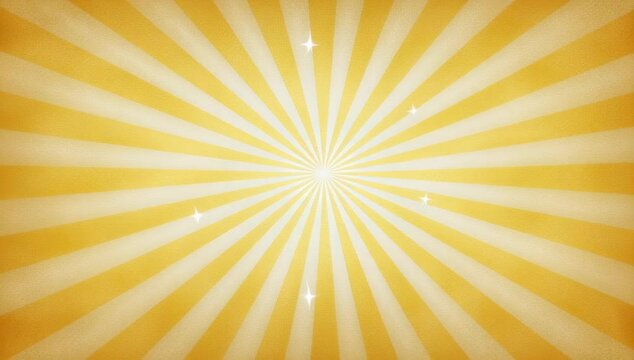 Radiant yellow sunburst background with bright rays and sparkle creating energetic vintage style design and cheerful atmosphere