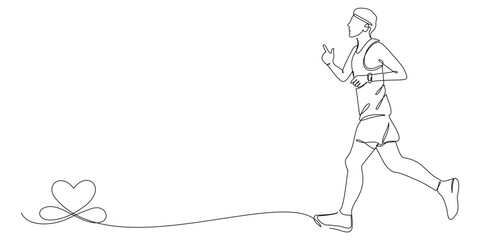 continuous line drawing of energetic man running.healthy sports training concept 1