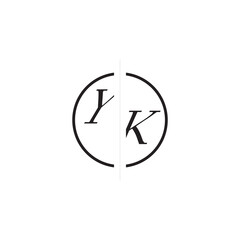 YK Alphabet Monogram Simple Logo Initial Alphabet Design Unique Vector Circled