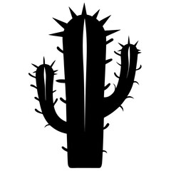 Striking black silhouette of a tall spiky desert cactus