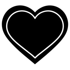 Simple black silhouette of a heart with a clean outline