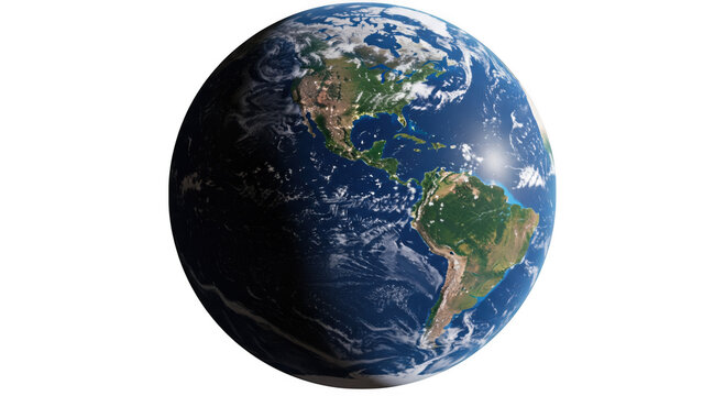 Earth globe view of america continents isolated on transparent background