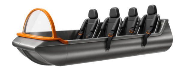 Log flume ride with splash guard and safety restraints for water parks