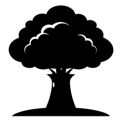 Black silhouette of a mushroom cloud symbolizing nuclear explosion or atomic power
