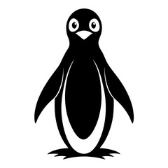 Simple black silhouette of a penguin standing upright in a clean design