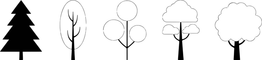 Obraz premium Diverse Tree Shapes Vector Collection nature forest