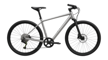 Hybrid city bike with a lightweight aluminum frame and front suspension