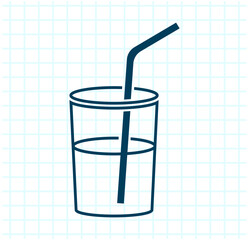 Simple glass icon with a straw representing a drink or beverage.