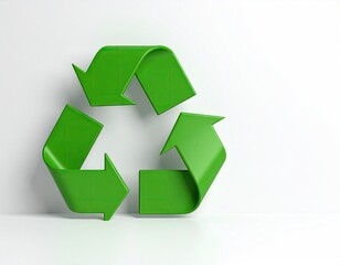 Obraz premium Green recycling symbol on white background