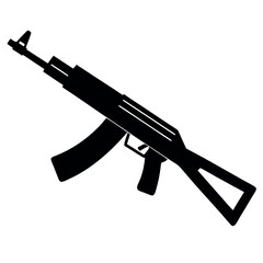 AK 47 Assault Rifle Isolated on White Background Design