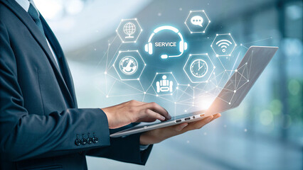 Digital Customer Support, AI Virtual Assistant, Tech Service Interface, Innovation Communication, Online Helpdesk, Business Technology, Smart Solutions, Remote Service Tools