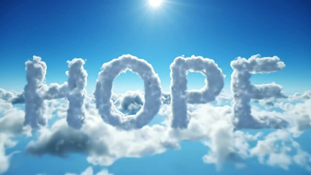 Hope cloud letters against a blue sky and white cloudscape