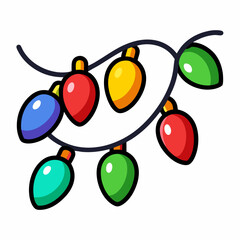 Colorful christmas lights string vector illustration for holiday decoration and celebration design on transparent background
