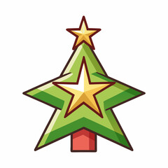 Illustration of a christmas tree with star decorations for holiday season celebrations and events on transparent background