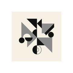 Abstract geometric poster depicting circles and triangles