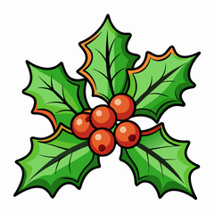 Holly berry christmas decoration vector illustration for holiday season and winter design element on transparent background