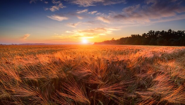 a stunning sunrise over a field of wheats symbolizing the new beginnings and blessings