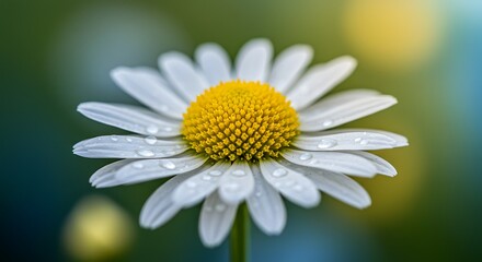 Fototapeta premium Dew-Kissed Daisy: Freshness and Simplicity in Bloom