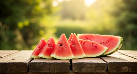 Refreshing Watermelon Slices on Rustic Wood