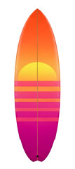 Surfboard with Sunset Horizon Design