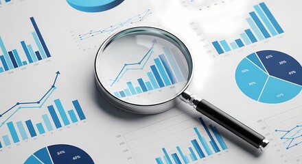Business Data Analysis with Magnifying Glass Photo