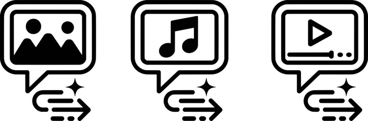 Image music video media upload download share icons vector