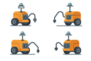Innovative AI robots designed for various tasks showcasing unique designs in digital art style