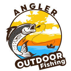 angler logo vintage, fishing logo vector