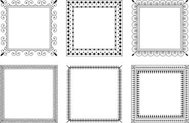 Ornate decorative borders and frames with geometric and floral elements vector